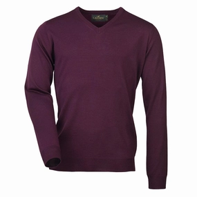 Laksen Sussex V-Neck Mens Merino Jumper - Purple Hot Discount Deal