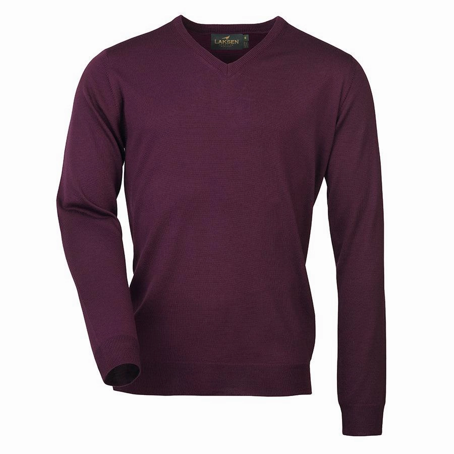 Trending Hot Picks Best Deal Today Laksen Sussex V-Neck Mens Merino Jumper - Purple