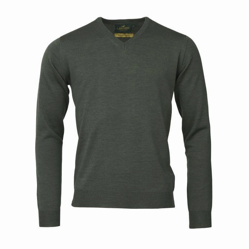 Laksen Sussex V-Neck Merino Mens Jumper - Forest Online Deal Frenzy