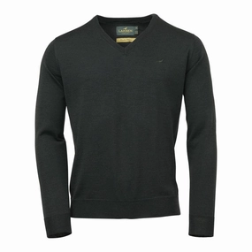 Big Hot Sale Shop Grab Now Laksen Sussex V-Neck Merino Mens Jumper - Olive