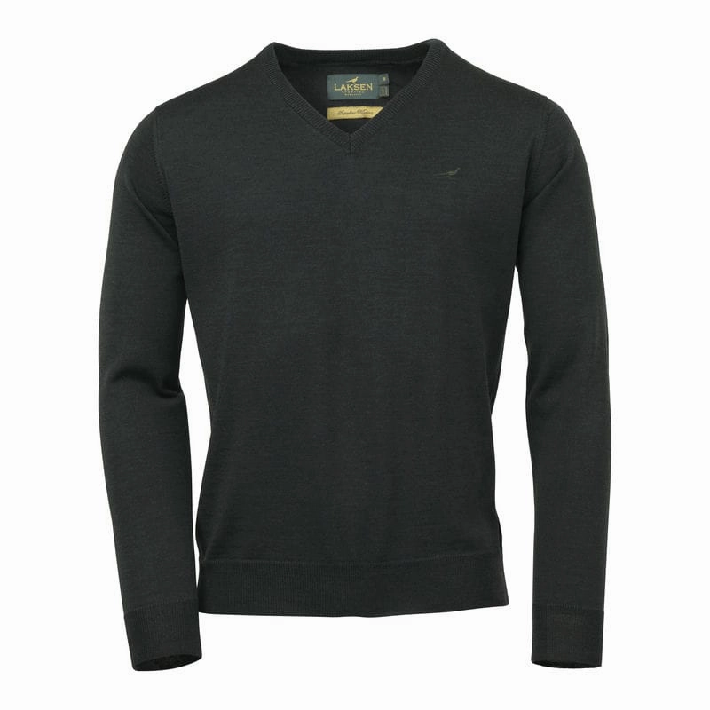 Instant Savings Inside Dont Miss Hot Deals Laksen Sussex V-Neck Merino Mens Jumper - Olive