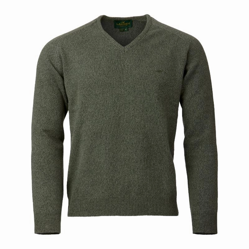 Price Drop Today Hot Offer Ending Soon Laksen Trent Mens Lambswool V-Neck Jumper - Forest