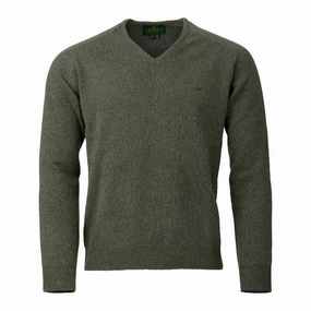 Price Drop Today Hot Offer Ending Soon Laksen Trent Mens Lambswool V-Neck Jumper - Forest