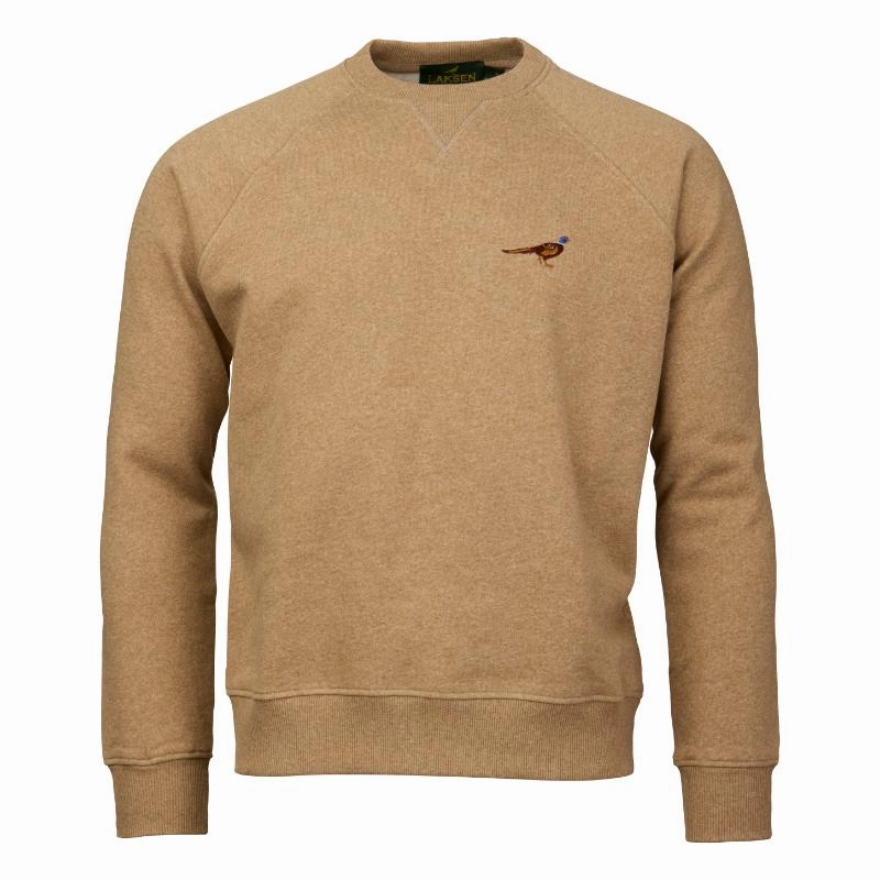 Laksen True Pheasant Mens Sweatshirt - Camel Melange Weekend Flash Offer Dont Miss Big Savings