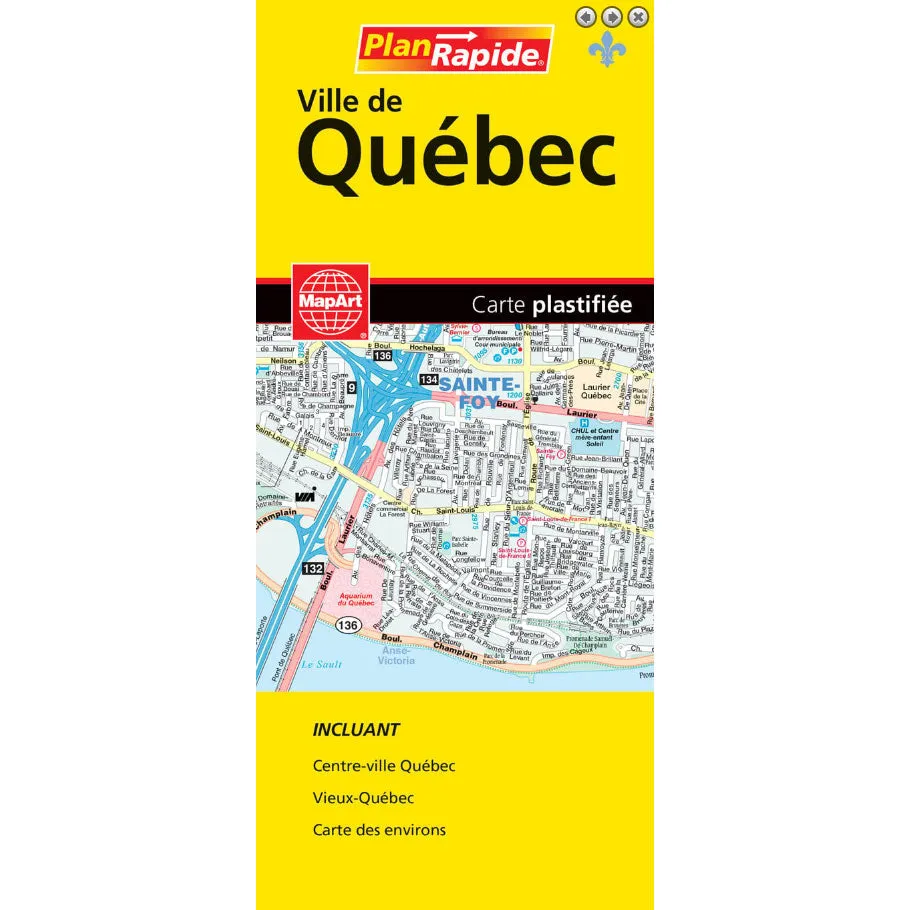 Lamine Map Of Quebec City Perfect Gift Sale