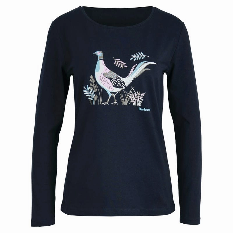 Barbour Homeswood Ladies Long Sleeve Tee - Navy Pheasant GiftWorthy Sale Best Seller Discount