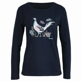 Barbour Homeswood Ladies Long Sleeve Tee - Navy Pheasant GiftWorthy Sale Best Seller Discount
