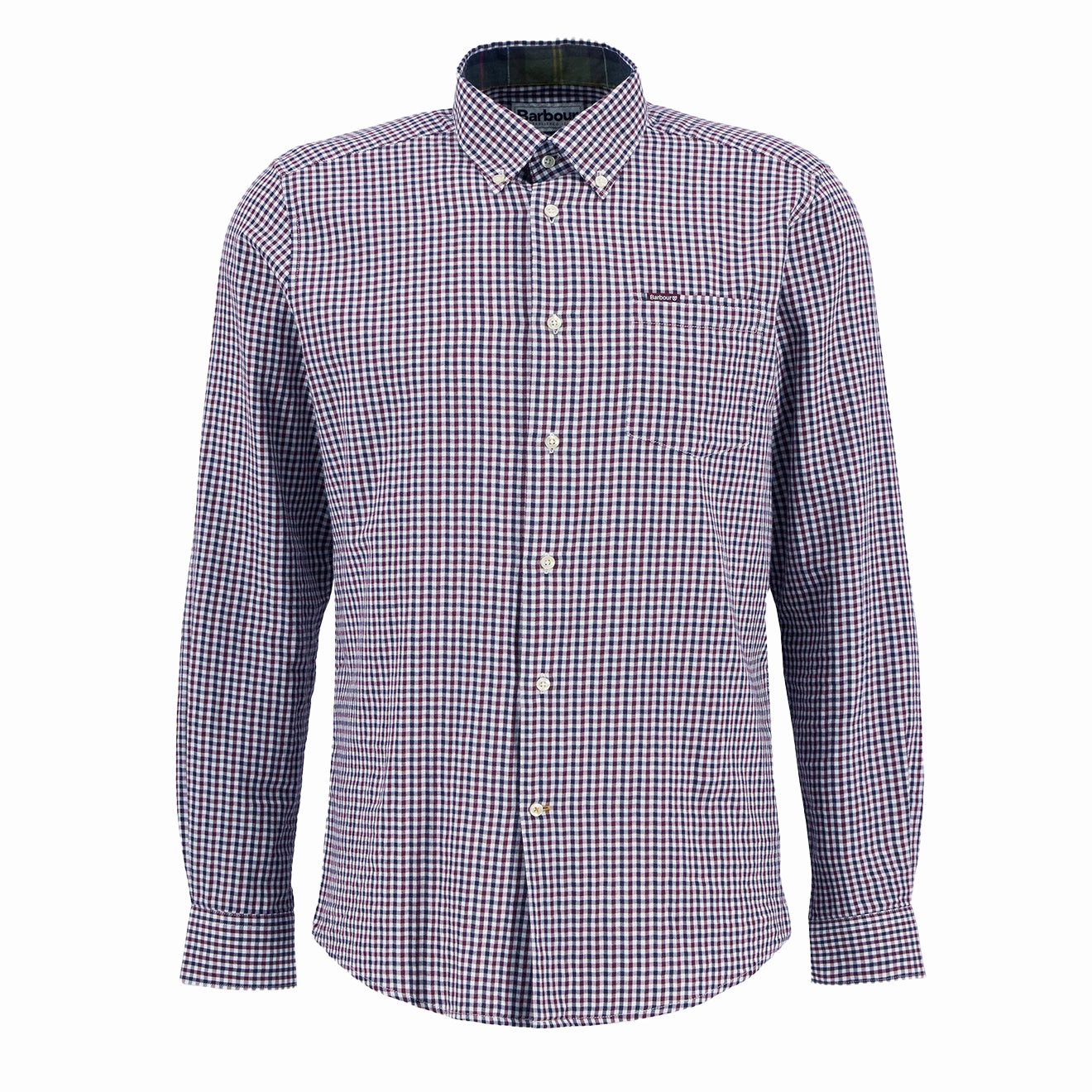 Barbour Padshaw Tailored Gingham Shirt Rich Red Flash Deal Alert