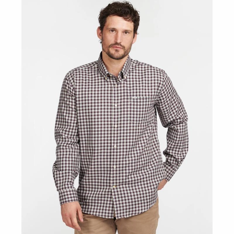 Limited Time Offer Clearance Event Alert Barbour Thornley Thermo Weave Mens Regular Fit Shirt - Red