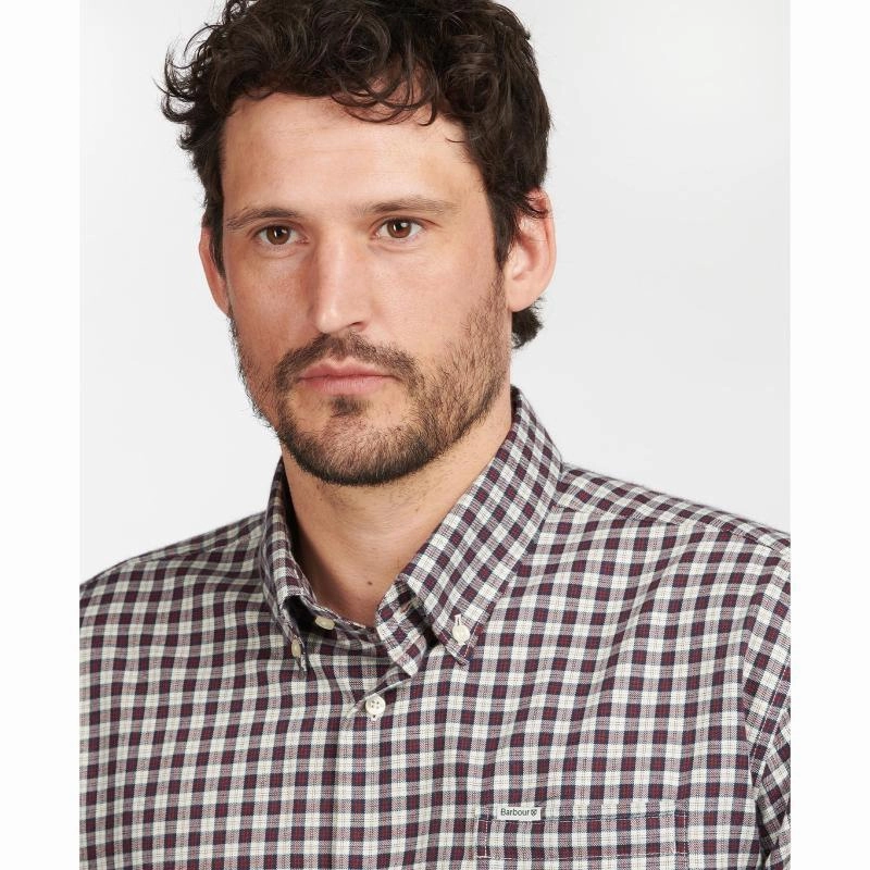Save Today Event Hot Item Clearance Barbour Thornley Thermo Weave Mens Regular Fit Shirt - Red