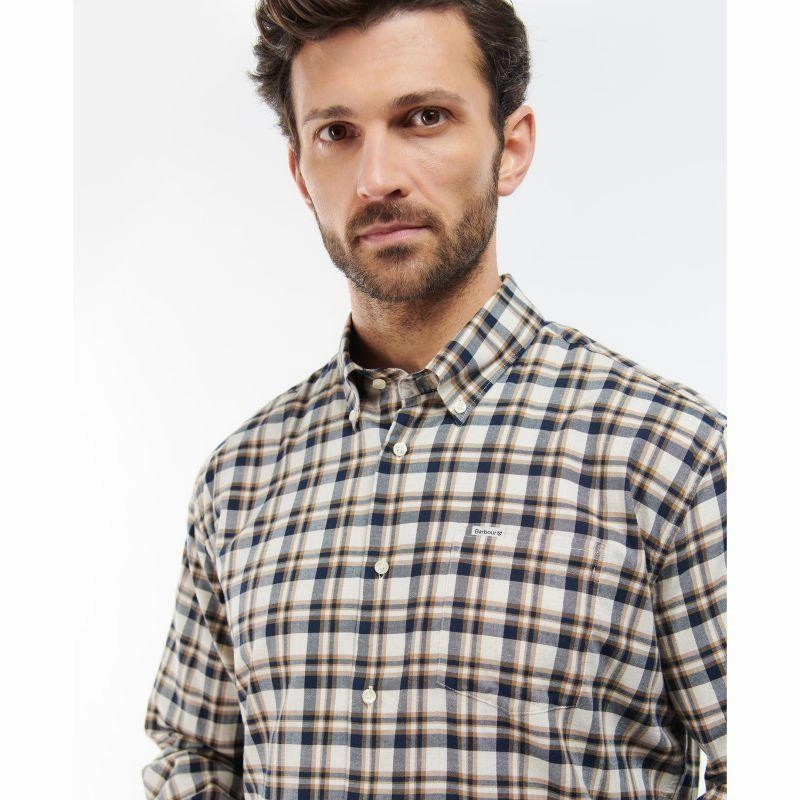 Barbour Turville Mens Regular Fit Shirt - Ecru Marl Perfect Gift Offer Limited Edition Offer