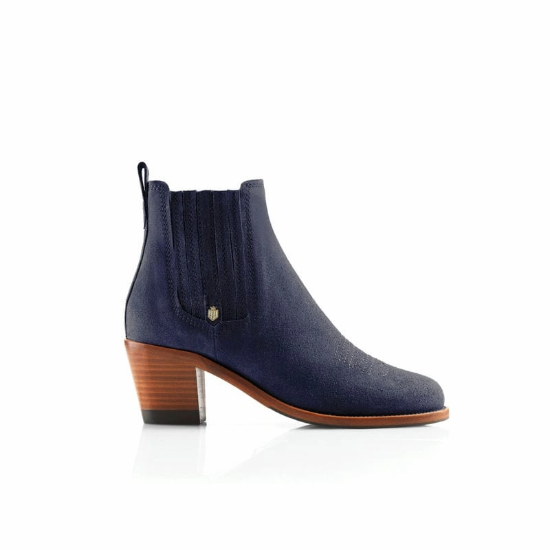 Fairfax & Favor Rockingham Heeled Ladies Suede Ankle Boot - Ink Instant Savings Inside