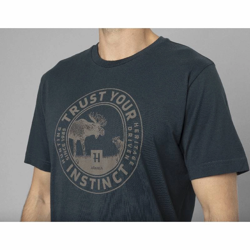 Trending Savings Now MustHave Clearance Harkila Moose Mens T-Shirt - Dark Navy