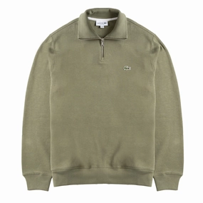 Todays Hot Savings Lacoste Half Zip Sweatshirt Khaki Green
