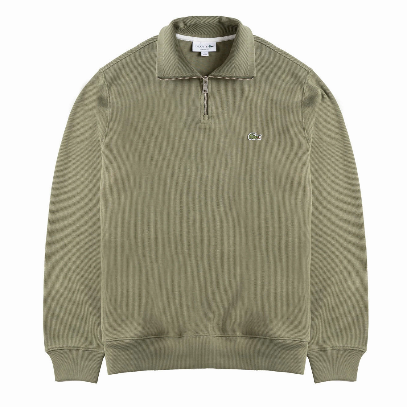 Todays Hot Savings Lacoste Half Zip Sweatshirt Khaki Green