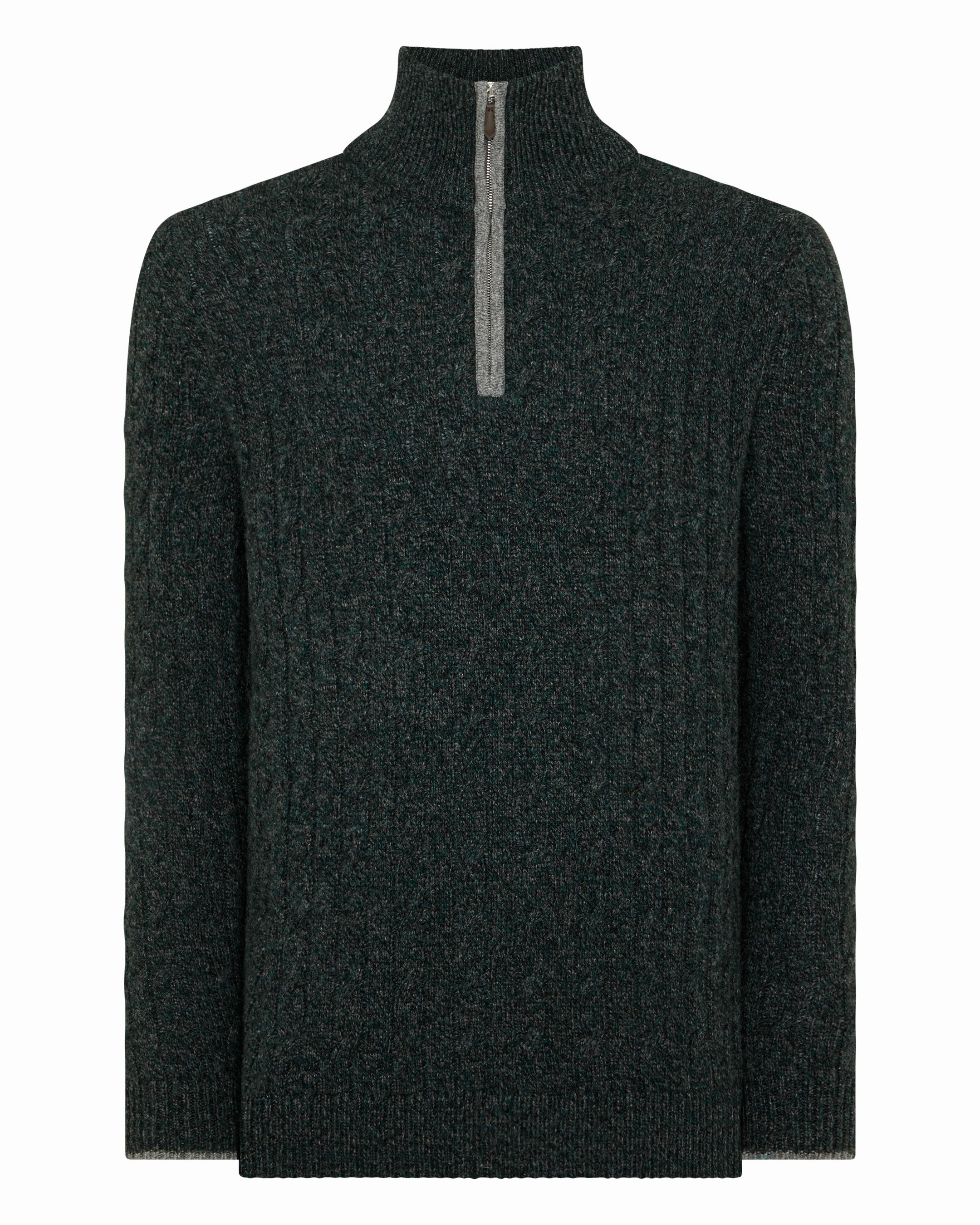 Shop the Savings Hot Offer Inside Men'S Albemarle Cable Half Zip Cashmere Jumper Green Melange