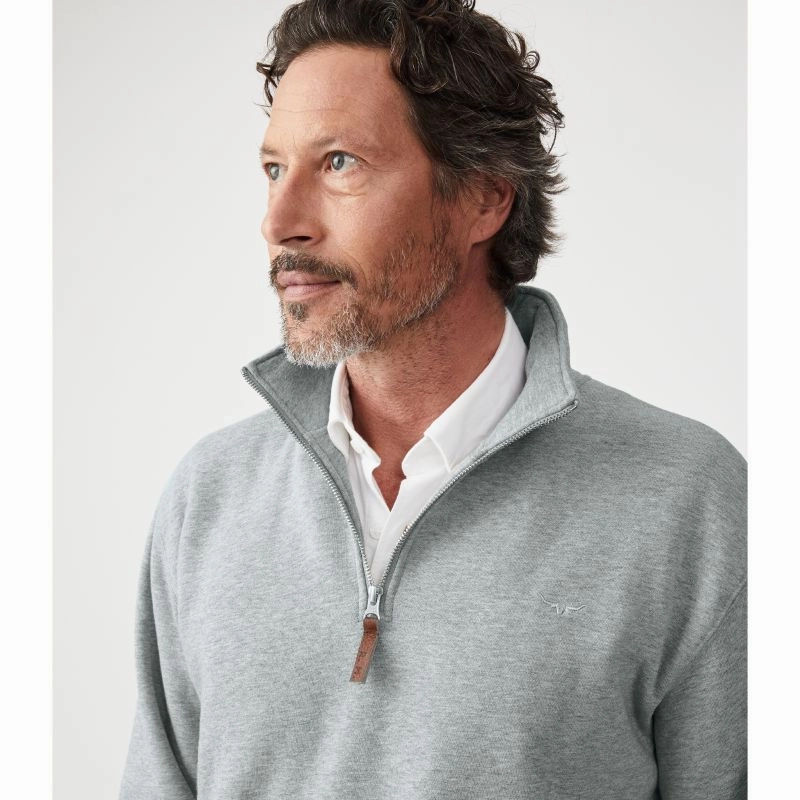 Hot Sale Today R.M.Williams Mulyungarie 1/4 Zip Mens Sweater - Grey Marle