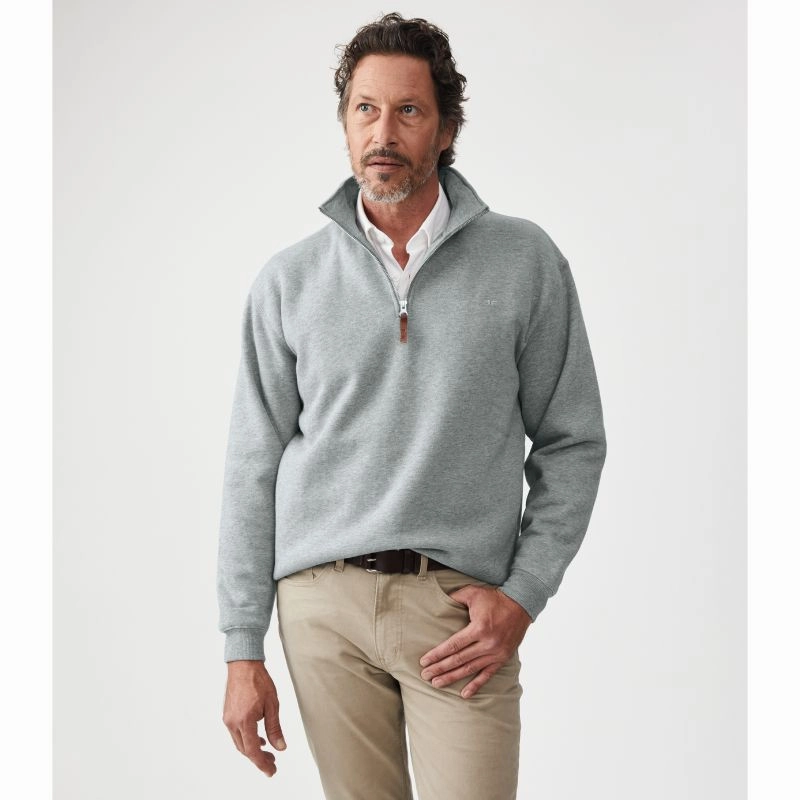 Limited Time Discount R.M.Williams Mulyungarie 1/4 Zip Mens Sweater - Grey Marle