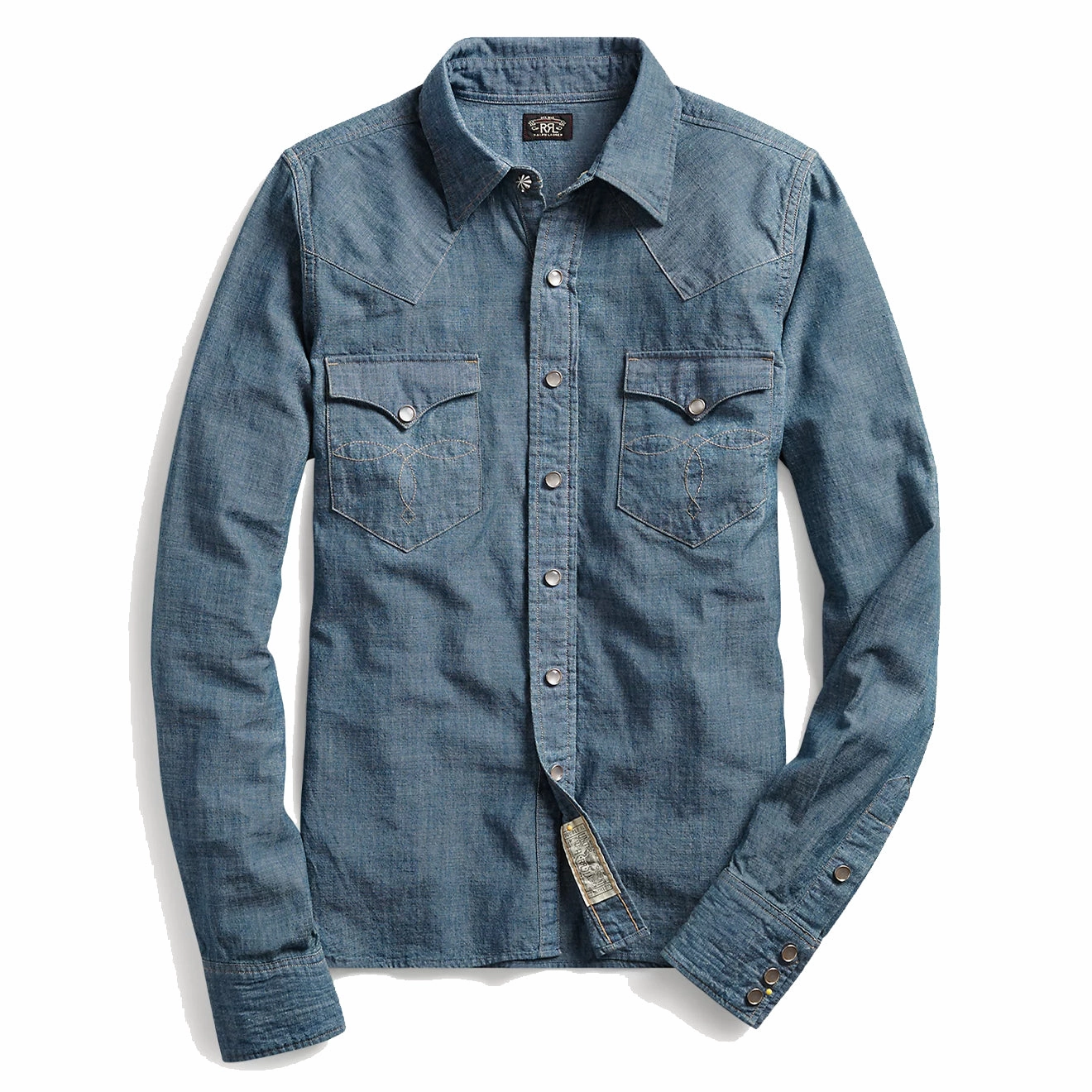 Rrl By Ralph Lauren Womens Indigo Chambray Western Shirt Rinse Best Deal Today Todays Mega Savings