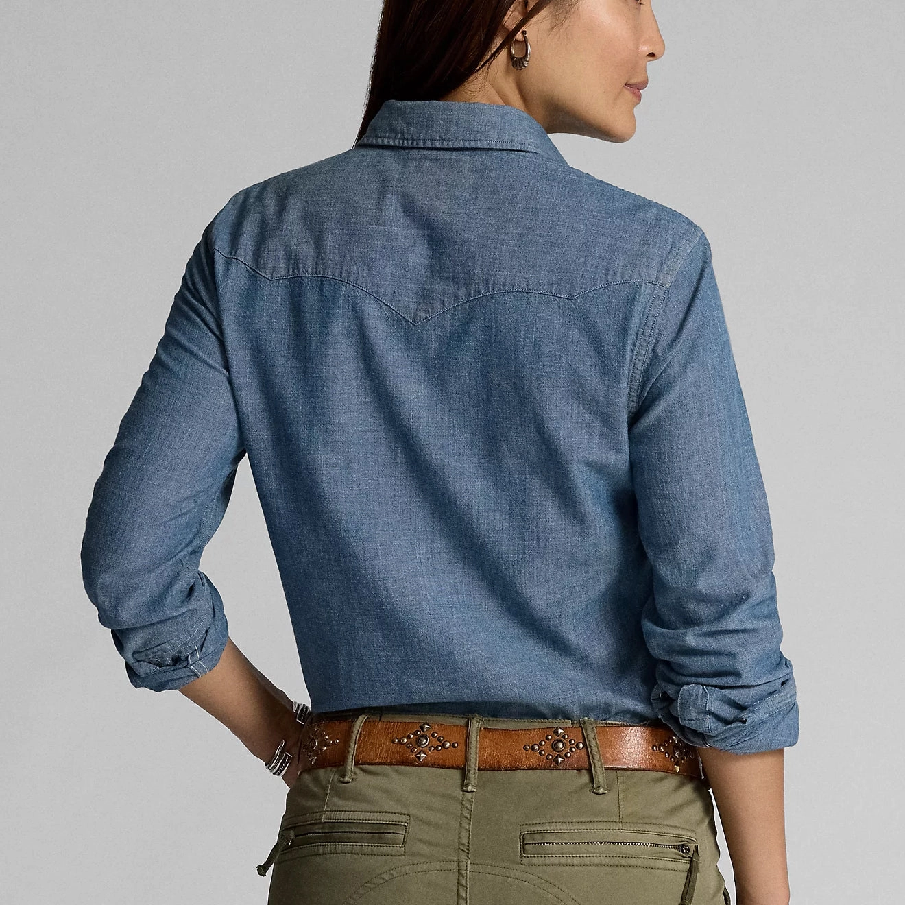 Trending Now Discount Best Price Online Rrl By Ralph Lauren Womens Indigo Chambray Western Shirt Rinse