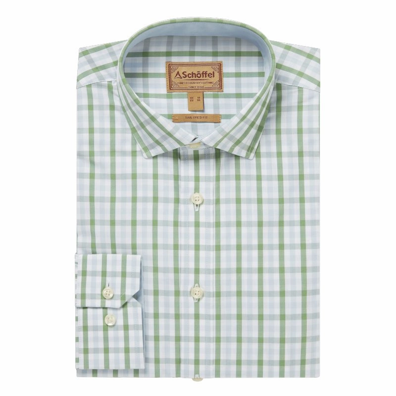 Mega Savings Now Schoffel Hebden Tailored Fit Mens Shirt  - Green/Blue