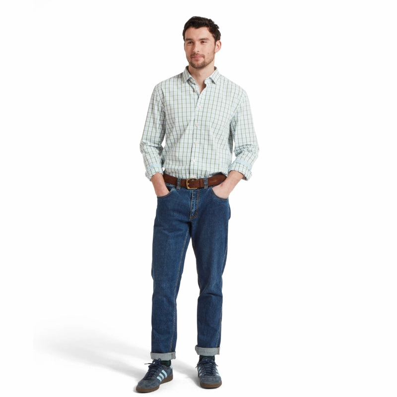 Schoffel Hebden Tailored Fit Mens Shirt  - Green/Blue Trendy Picks Today Grab the Deal Now