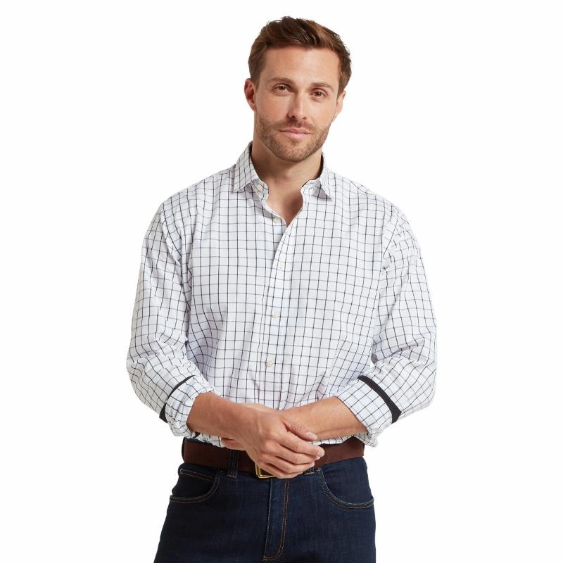 Grab Todays Deal Schoffel Westminster Classic Mens Shirt - Navy Check