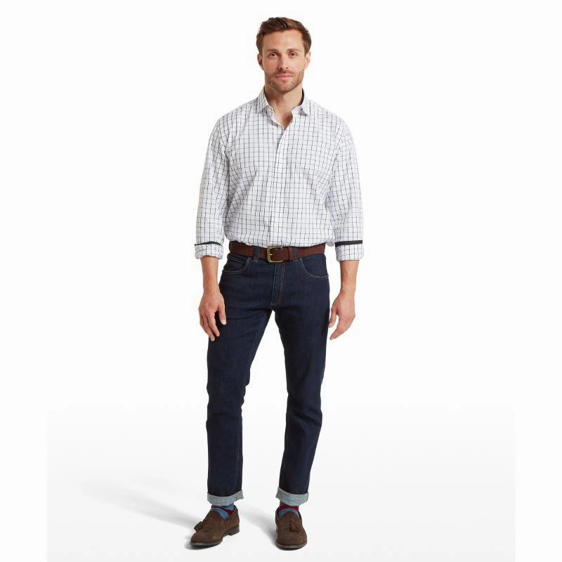Gift Sale Event Schoffel Westminster Classic Mens Shirt - Navy Check