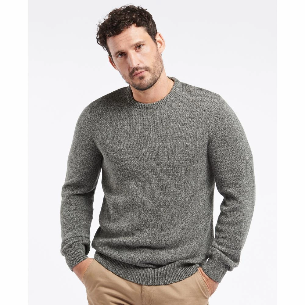 Barbour Cotton Twist Nelson Mens Crew Neck Jumper - Duffle Bag Green Shop the Savings Now Grab Save Today