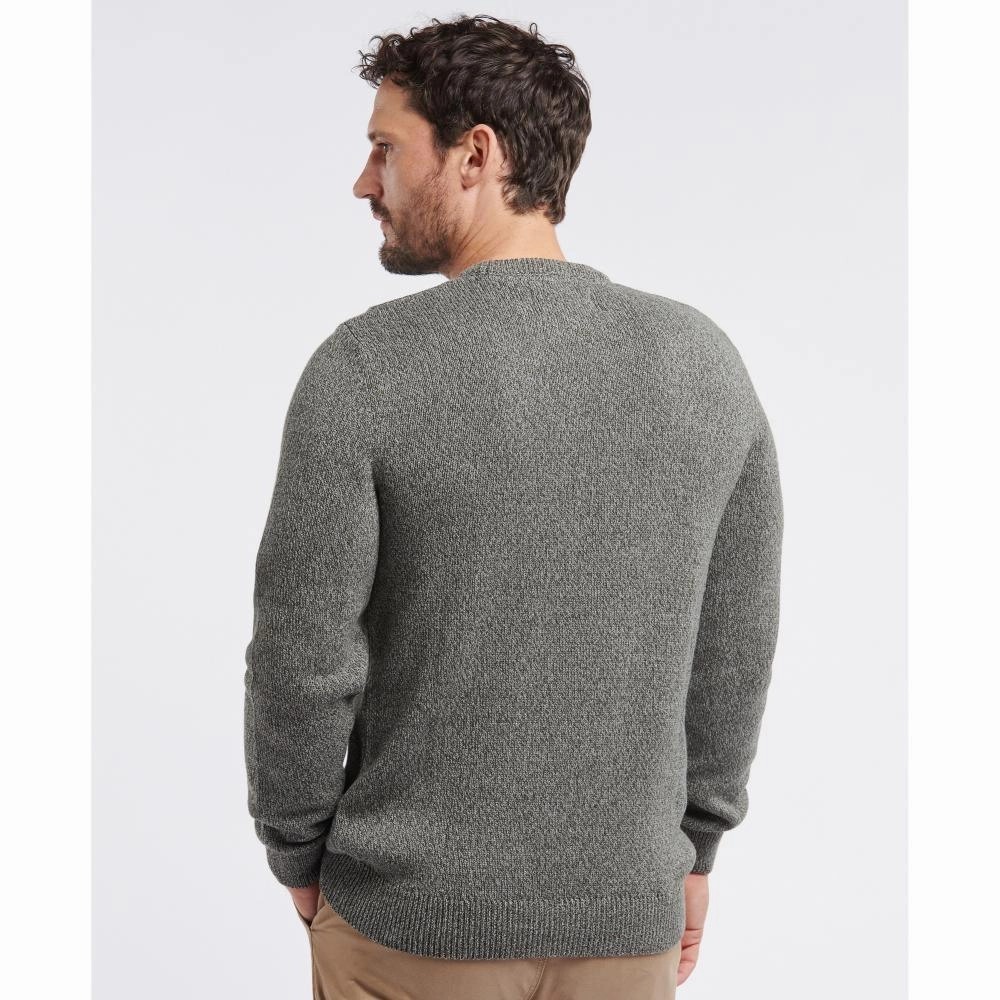 Barbour Cotton Twist Nelson Mens Crew Neck Jumper - Duffle Bag Green Today Only Discount