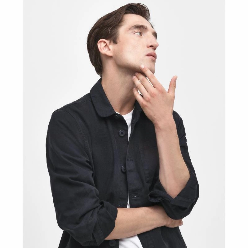 Barbour Tailored Washed Mens Overshirt - Navy Special Steal Event
