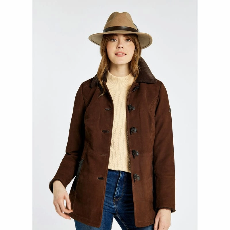 Limited Time Offer Dubarry Clarke Sherpa-Lined Ladies Leather Jacket - Walnut