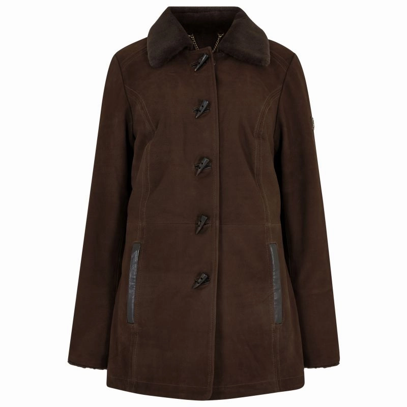 Last Chance Offer Special Steal Event Dubarry Clarke Sherpa-Lined Ladies Leather Jacket - Walnut
