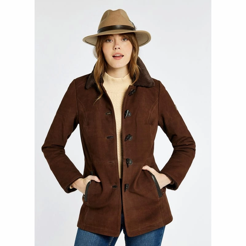 Grab It Fast Todays Special Savings Dubarry Clarke Sherpa-Lined Ladies Leather Jacket - Walnut
