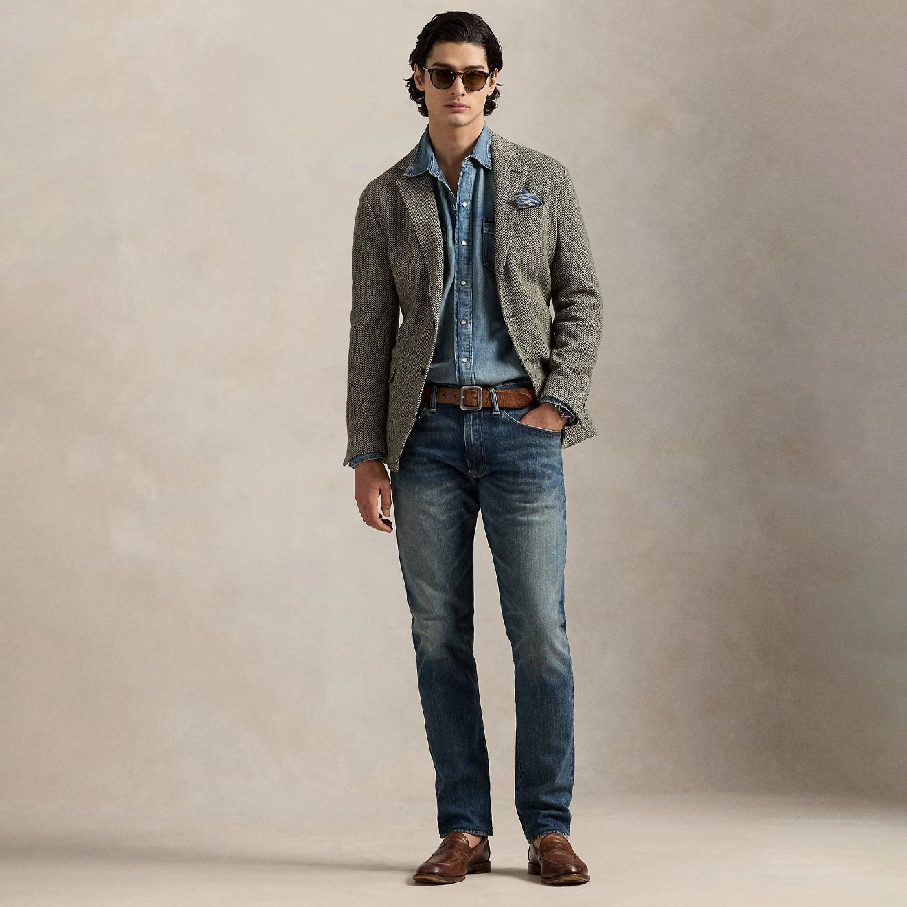 Clearance Event Alert Polo Ralph Lauren Slub Denim Western Shirt Rl Western
