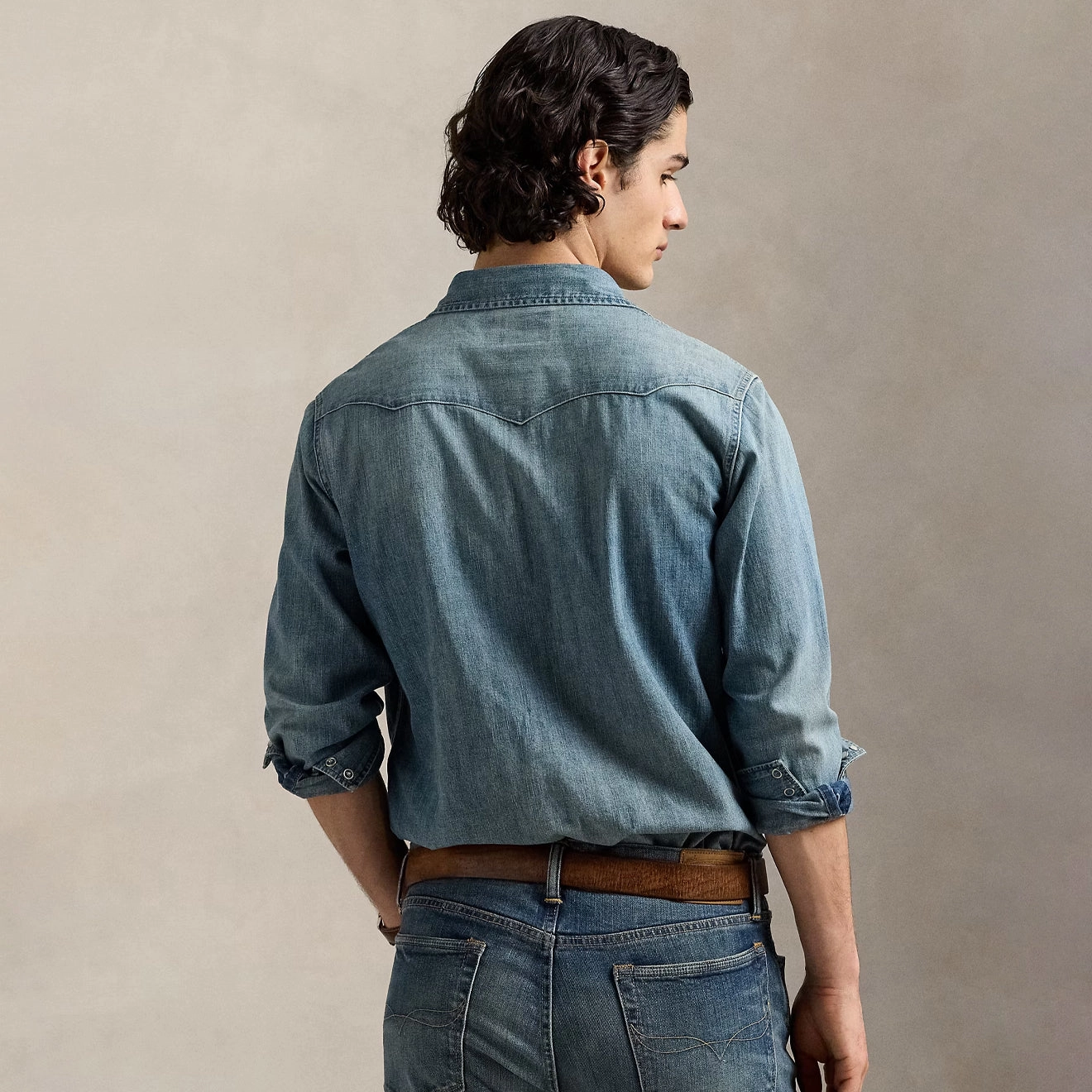 Polo Ralph Lauren Slub Denim Western Shirt Rl Western Shop the Savings Now