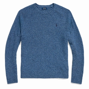 Todays Special Picks Polo Ralph Lauren Speckled Wool Blend Crew Neck Jumper Chambray Blue Donegal