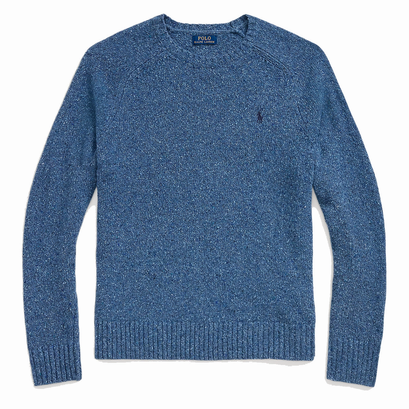 Shop the Best Deals Polo Ralph Lauren Speckled Wool Blend Crew Neck Jumper Chambray Blue Donegal
