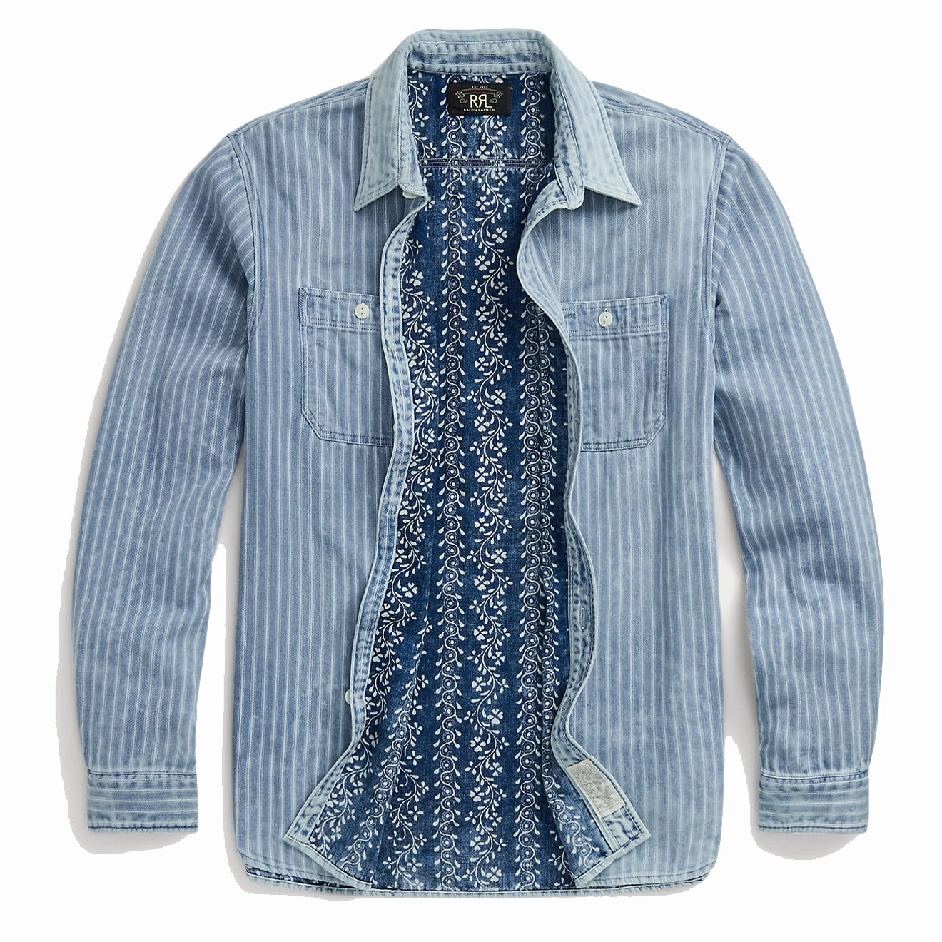 Grab Your Savings Mega Online Discount Rrl By Ralph Lauren Indigo Striped Double-Faced Workshirt Indigo Stripe