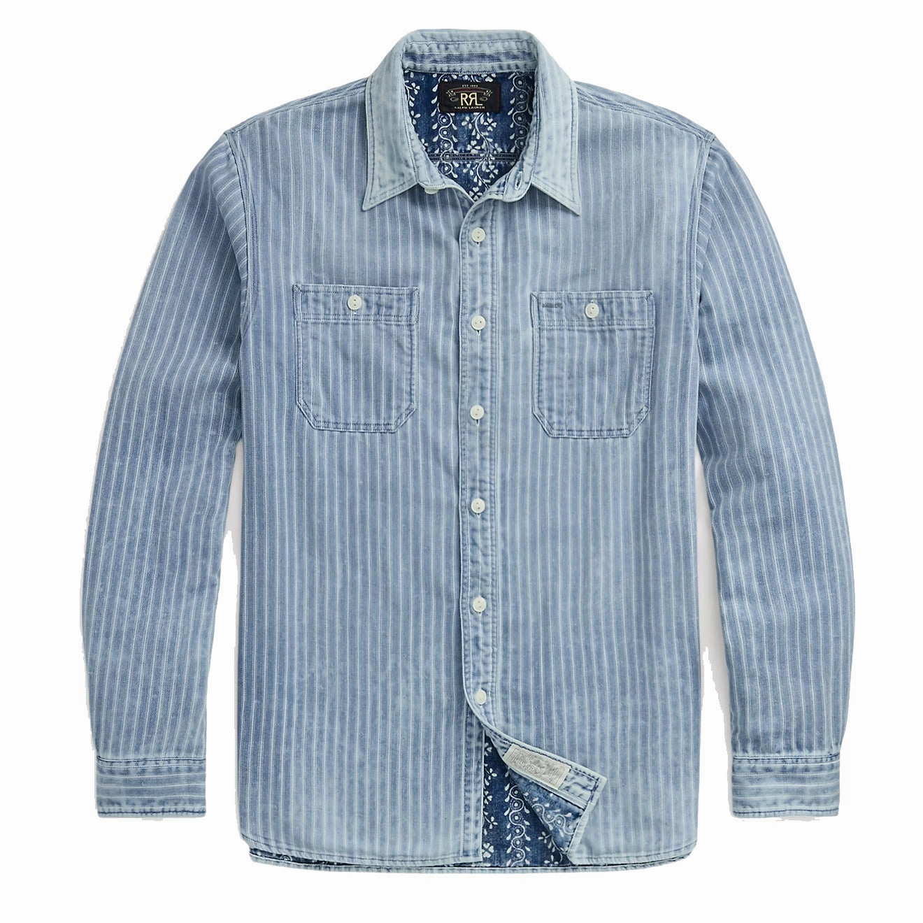 Exclusive Online Offer Rrl By Ralph Lauren Indigo Striped Double-Faced Workshirt Indigo Stripe
