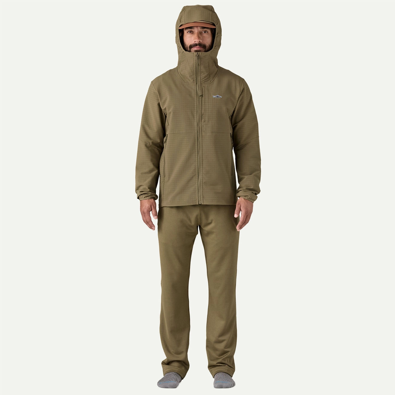 Patagonia R1 Techface Fitz Roy Trout Hoody Dark Ash Limited Time Discount