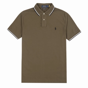 Polo Ralph Lauren Custom Slim Fit Mesh Tipped Polo Defender Green Special Price Offer