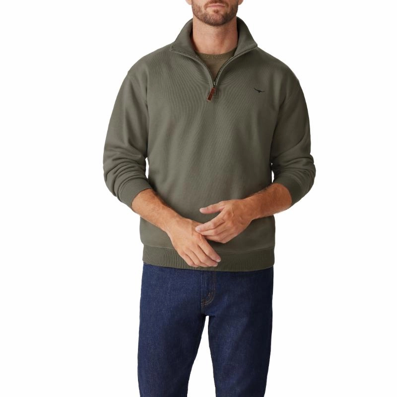Exclusive Hot Pick R.M.Williams Mulyungarie 1/4 Zip Mens Sweater - Olive