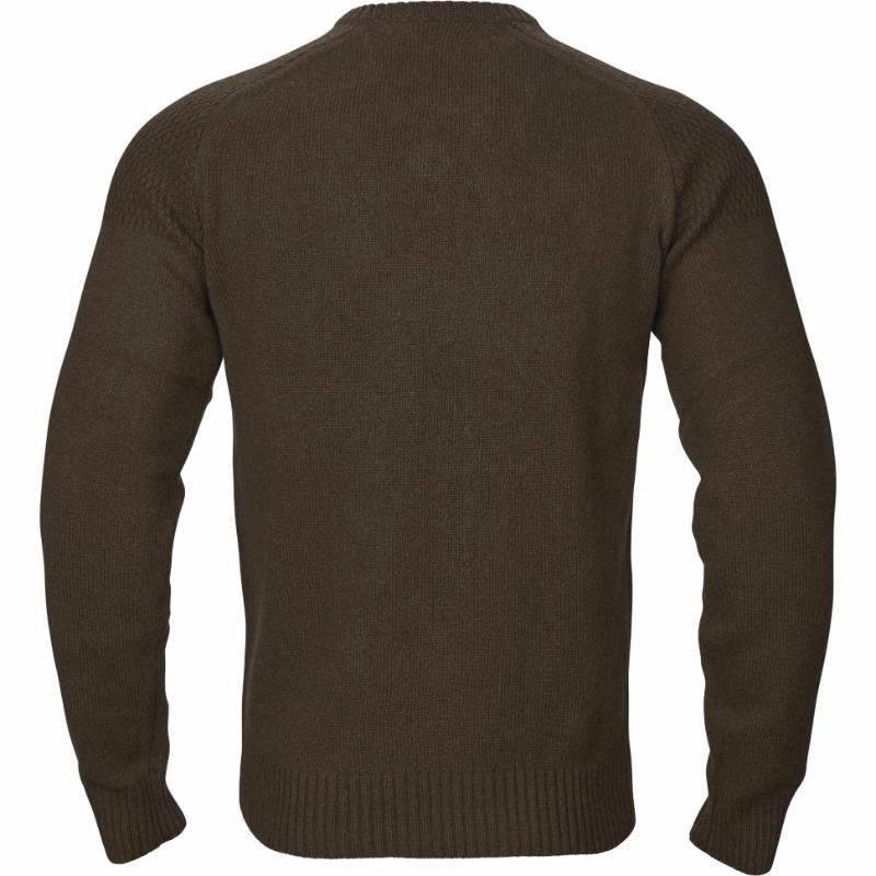 Harkila Vincent Merino Mens V-Neck Jumper - Demitasse Brown Today Only Special