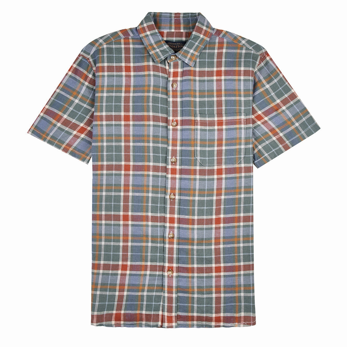 Clearance Event Today Pendleton Dawson Linen Shirt Green / Blue / Red Plaid