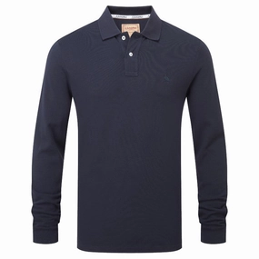 Schoffel St Ives Long Sleeve Mens Polo Shirt - Navy Best Seller Deal