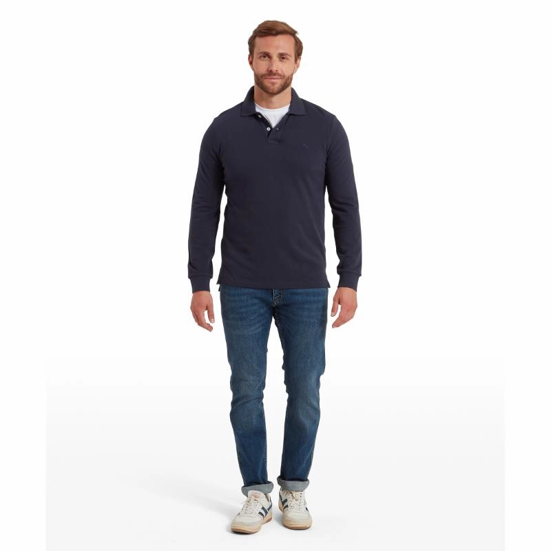 Schoffel St Ives Long Sleeve Mens Polo Shirt - Navy Hot Sale Frenzy Surprise Offer Now