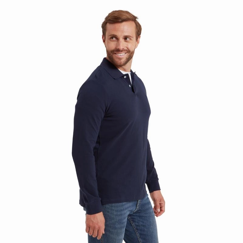 Hot Pick Online Schoffel St Ives Long Sleeve Mens Polo Shirt - Navy