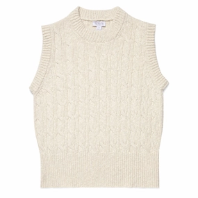Sunspel Womens Cable Knit Vest Ecru Today Only Steal MustHave Deal