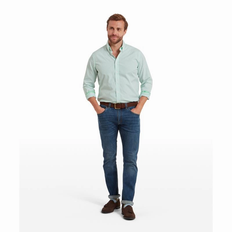 Flash Deal Alert Shop the Savings Schoffel Harlyn Tailored Mens Shirt - Pale Mint Check